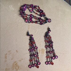 Chic Multi-Color Beaded Earrings/Bracelet Set